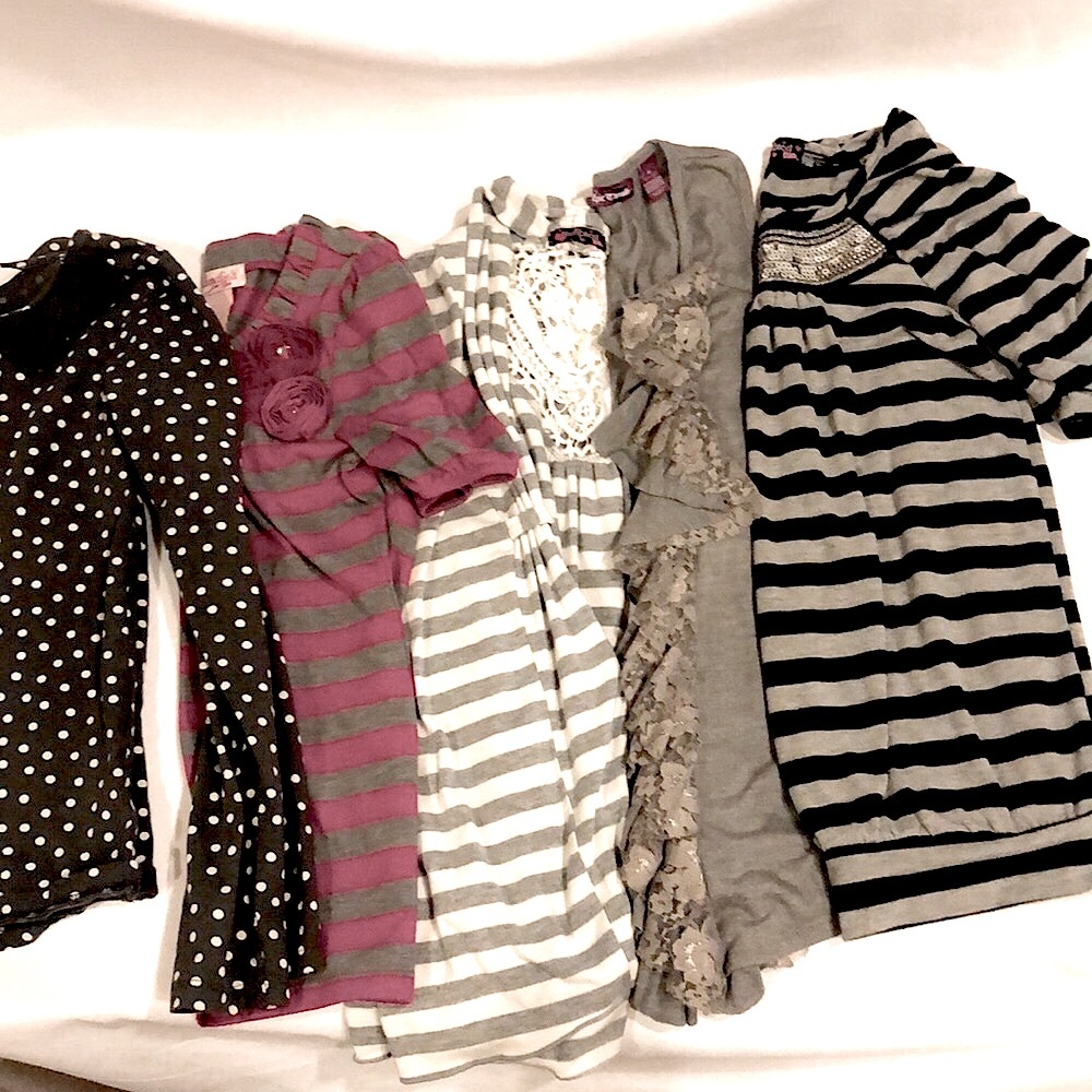 Epic Threads Tops Bundle Girls H&M Tops Cardigan Med 10-12 Greys Purples Stripe